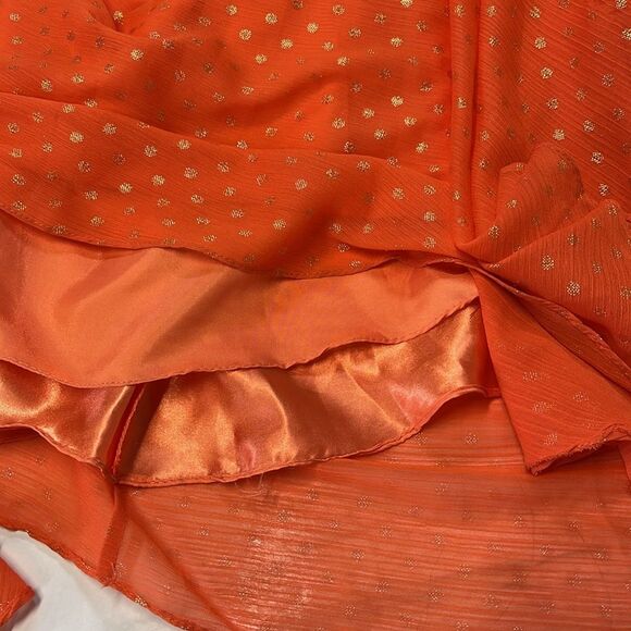 NWT MAC DUGGAL | 49536 Ruffled One Shoulder Gown Tangerine Gold Shimmer 2 - Picture 12 of 12